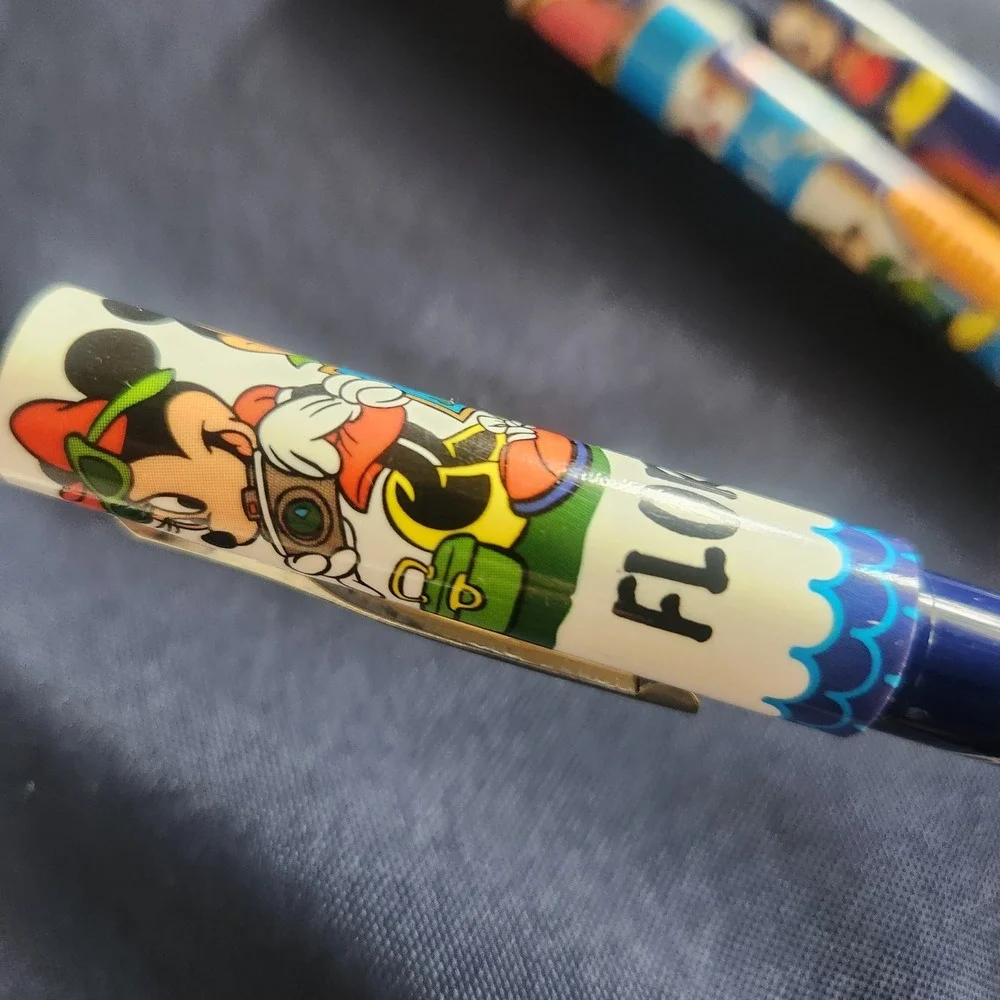 Vintage Disney‎ Pen Set of 3 Mickey Minne National Design Corp Black Ink Lids